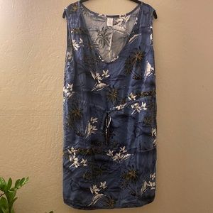 Blue Hawaiian print raylon dress